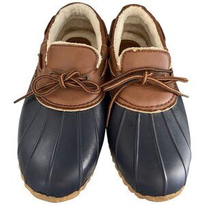 JBU Jambu Gwen weather ready fur duck slip on rain shoes Navy & Brown Women 8.5